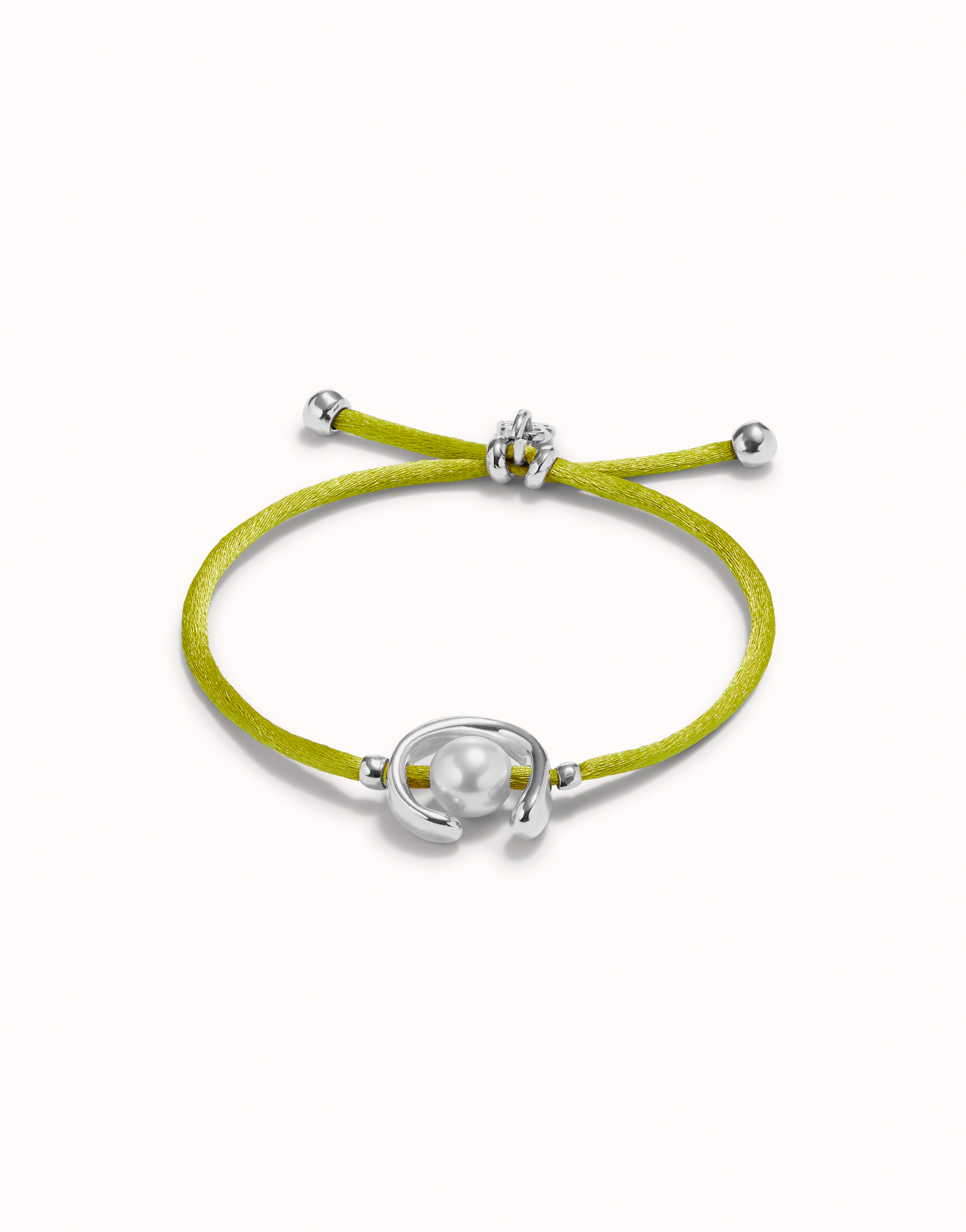 18K gold-plated lime thread bracelet with shell pearl accessory., Golden, large image number null